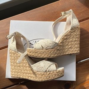Steve Madden Cream Crochet Wedges size 8